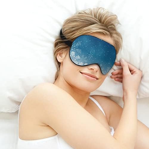 Сини Божиќни снегулки за спиење маска за очи за очи на очите со прилагодлива лента за слепите за патувања за авиони