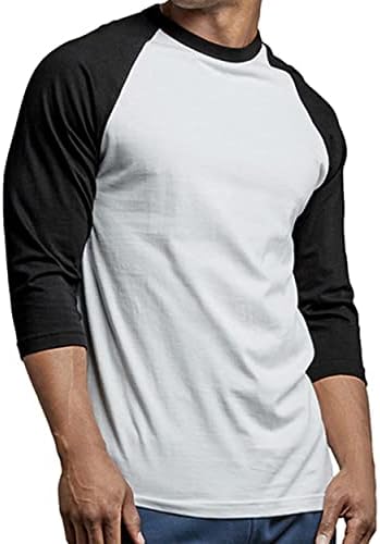 Машка кошула за бејзбол со 3/4 ракави - памучни обични кошули со дрес на маички Раглан