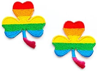 PL сет од 2 мали. Мини закрпи на Шамрок Три лисја на ЛГБТ симбол симпатичен цртан филм шие железо на извезена апликација знак знак закрпи