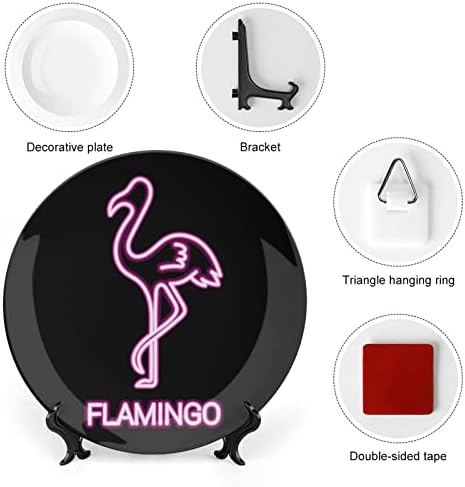 Фламинго Неонска светлина Смешна коска Кина Декоративна плоча Тркалезна керамичка плочи занает со приказ за декорација на wallидови