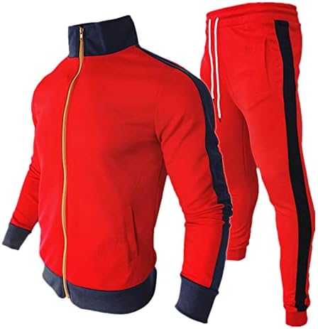 Mens Casual Sports Sports Zipper Постави кардиган во боја, совпаѓање на тренд на јака, јакна јакна мажи мажи
