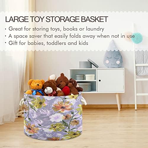 Кигаи гроздобер цвеќиња памучно јаже корпа голема склопување бебешки алишта корпа за корпа за деца, играчки за складирање на играчки за играчки