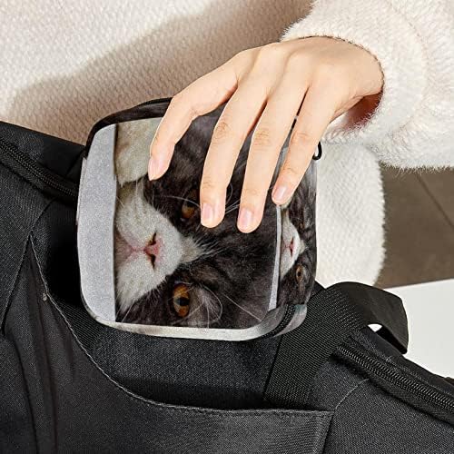 Период торба, санитарна торба за складирање на салфетка, држач за подлога за период, торбичка за шминка, шема на животни со мачки