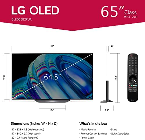 LG 55-инчен КЛАСА OLED B2 Серија 4K Паметен ТЕЛЕВИЗОР Со Вграден Aled55b2pua S80QY 3.1.3 ch Звучна Лента w/Центар За Отпуштање,