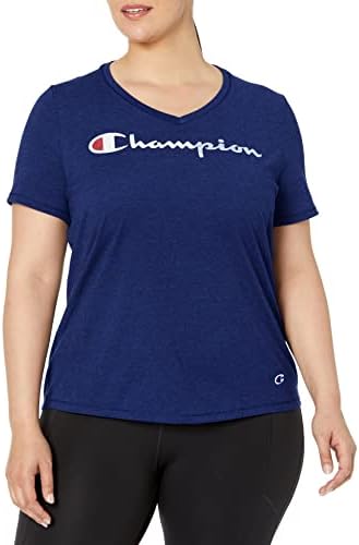 Championенски женски плус Jerseyерси v-врат-врат, лого за скрипти