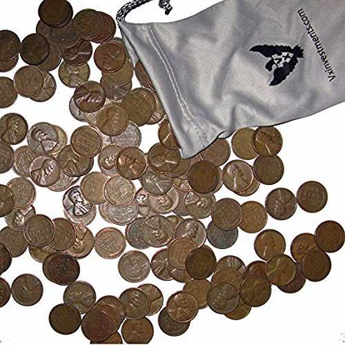 100 Американски Пченица Пени со Челични Центи во Сопствени Vx Инвестиции Микрофибер Торбичка . 100 Стари Монети.