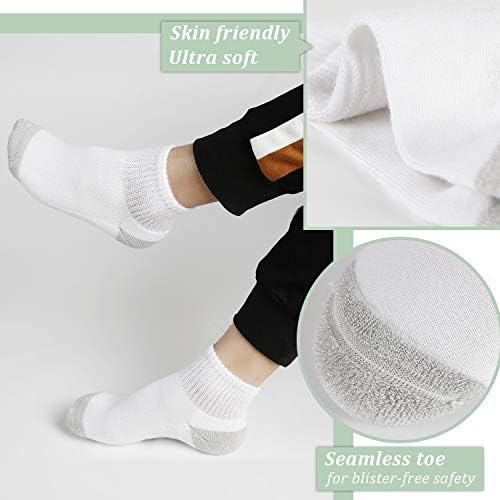 +Д-р Машки и женски необврзувачки бамбус дијабетичар/фустани чорапи на глуждот со беспрекорна пети и единствена перница, 6 пара