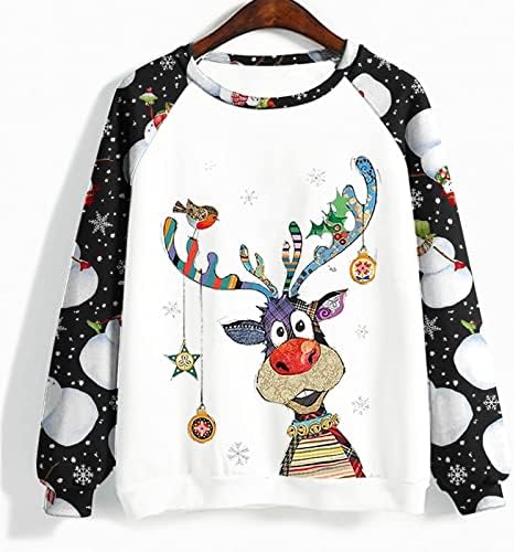 Божиќни женски џемпери за џемпери со снегулки со снегулки, забавни и симпатични бујни плетени џемпер од туника