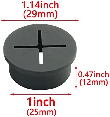 Hjgarden 12pcs 1inch/25mm Флексибилна жица од гума од жица, Grommet, кабелски кабел, за биро и други мебел, жица за покривање кабел за управување