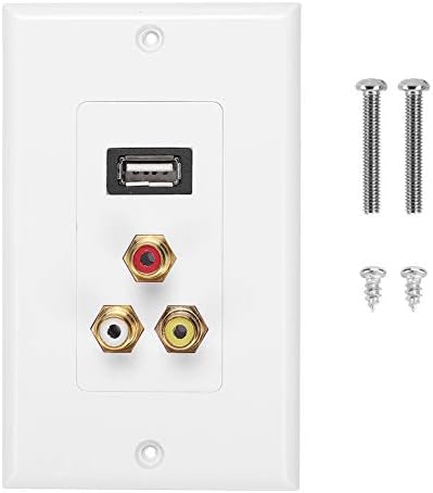 ZPSHYD Ѕид Плоча, USB2. 0 & засилувач; 3 RCA Интерфејси Мулти-Функционални Ѕид Плоча Панел За Мобилен Телефон Таблет За Повеќе Уреди За Канцеларија
