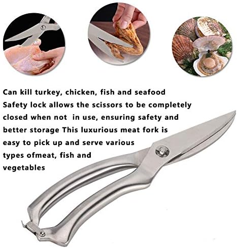 Кујнски ножици повеќенаменски алатка за ножици од не'рѓосувачки челик ножици со тешка храна за храна за пилешко живина риба месо зеленчук