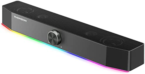 Томсон Компјутерски Звучници, Bluetooth Компјутер Звучна Лента, Динамичен RGB КОМПЈУТЕР Звучници СО 10w Стерео Звук, 3.5 mm Aux-Во Врска, USB