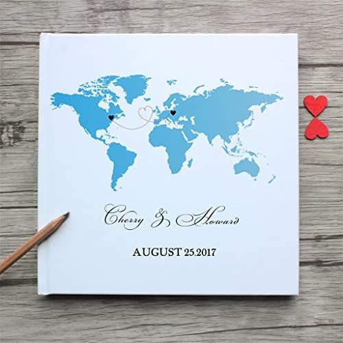 MXIAOXIA Светска држава мапа за гости, алтернатива за книги за гости за венчавки, персонализиран албум за пријателство со далечина