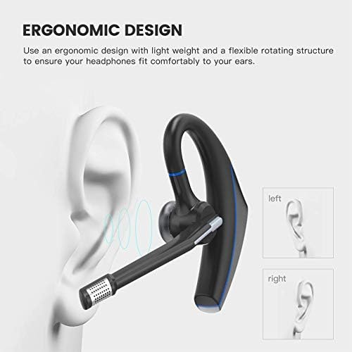 Слушалките за Bluetooth, безжични Bluetooth v5.0 слушалки без раце со слушалки со микрофон за откажување на бучава за возач/бизнис/дом/канцеларија/мобилни
