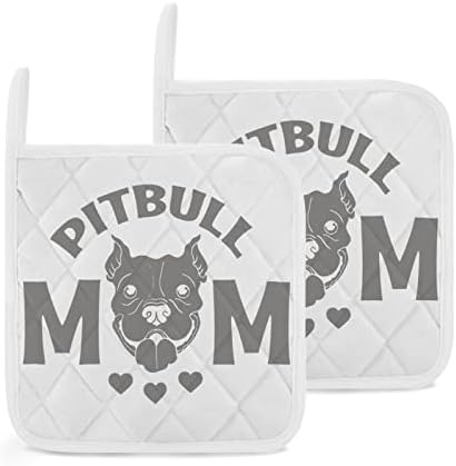 Pitbull Mom Mom Square Pots држачи Смешни топли топлински влошки за топлини со патоказ од 2 за кујна за маса