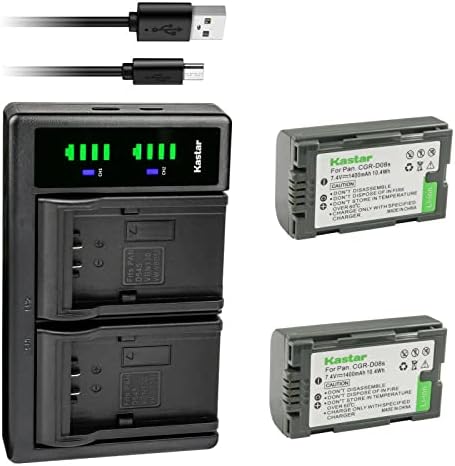 KASTAR 2-Пакет Батерија И LTD2 USB Полнач Компатибилен Со HITACHI DZ-BP08, DZ-BP16, DZ-BP28 Батерија, Hitachi DZ-MV208, DZ-MV208E, DZ-MV100,