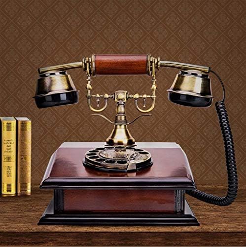 QDID антички телефонски креативни цврсти дрвени телефони Дома фиксиран телефон, функционално ротирачко бирање и класични метални