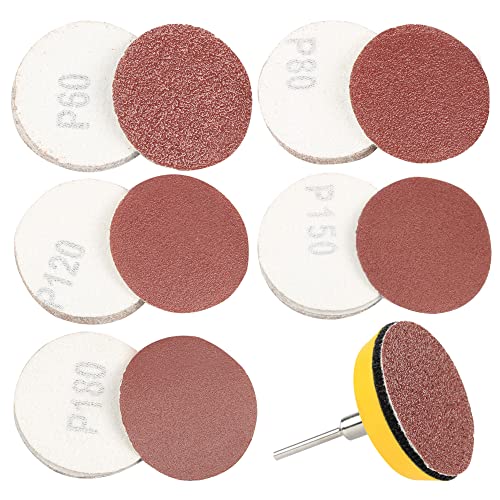 Mesee 50 парчиња 2 инчи комплет за асортиман на асортиман на дискови, 60-180 подложни за замена на пескарење, со тркалезни песочни