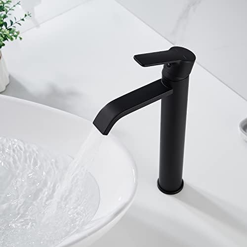Voton садови мијалник тапа висока тапа за бања модерна водопад единечна рачка црна цврста месинг суета суета тапа
