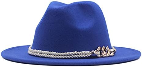 Волна капа Федора Капчиња Панама капа за женски женски преклопување широко со моден појас токам, почувствувајќи го кугларот Федора Флопи