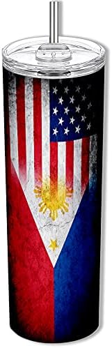 ExpressItBest 20oz Слабиот Тумблер со знаме на Филипини Филипини, Пино - Рустикален и САД