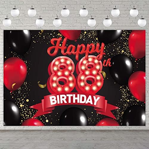 Среќен 82 роденден Црвено Црно Банер Позадина Украси Балони Тема Декор За Девојки Жени Принцеза 82 Години Роденденска Забава