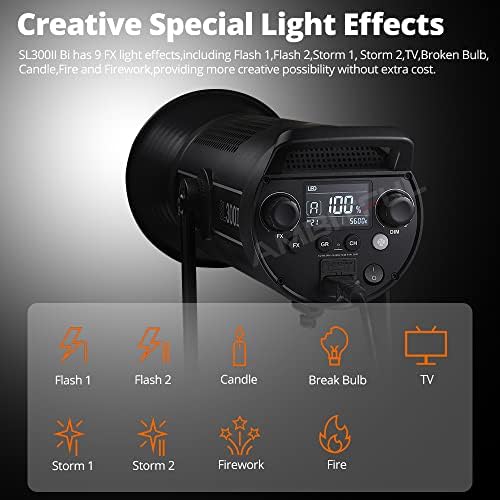 Годокс SL300II Bi 320w 2800-6500K Bi-Боја LED Видео Светло Bowens Монтирање Безжичен X Систем За Снимање Во Студио Видео Снимање…