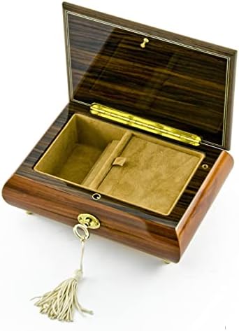 Прекрасна 30 Забелешка Сантос Махагони Цветна Инкрустирана Музичка Кутија За Накит Со Брава И Клуч - Тристесе