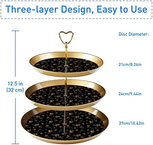 Цвет 3-Ниво Држач За Кекси, Десерт Штанд, Кула За Кекси За Колачи Десерти Овошје Бонбони Вклучена Штанд