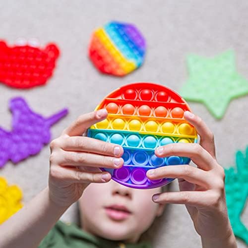 Bubble Fidget Pop It Toys - 7 поп својата играчка за олеснување на стресот, силиконски пријателски за деца, забавни бои и форми