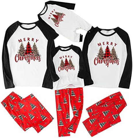 Божиќни пижами за семејство 2022 година, Божиќ со долг ракав Бафало карирани панталони Смешно семејство Божиќни PJs