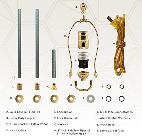 Кралски дизајни DIY ламба за правење ламби - направете, repurpose и поправка - 3 -насочен штекер - 9 инчен харфа - антички месинг