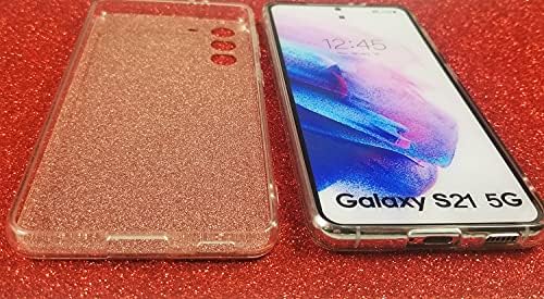 Случај за леопард за Samsung Galaxy S21 5G 6,2 инчи 2021 објавен [не за какви било други режими сјајно розово злато сјај случај,