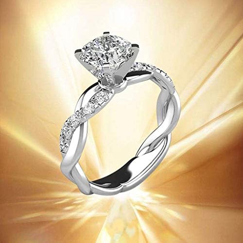 Прстен за ангажман Елегантен сребрен свадба невестински прстен циркон бенд дијамантски прстени за човек