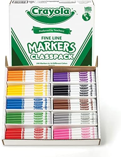 Маркери за фини линии Crayola за деца, назад во училишните материјали за наставници, најголемиот дел од училиштето, 200 брои