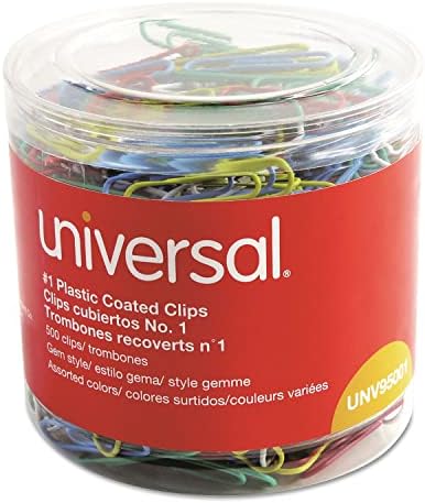 Универзална 95001 клипови со жица обложена со пластика, број 1, разновидни бои, 500/пакет