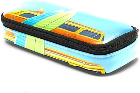Автобус со табли за сурфање кожен молив со молив, торба со пенкало со двојна вреќа за чување торби за канцелариски торби за училишна работа