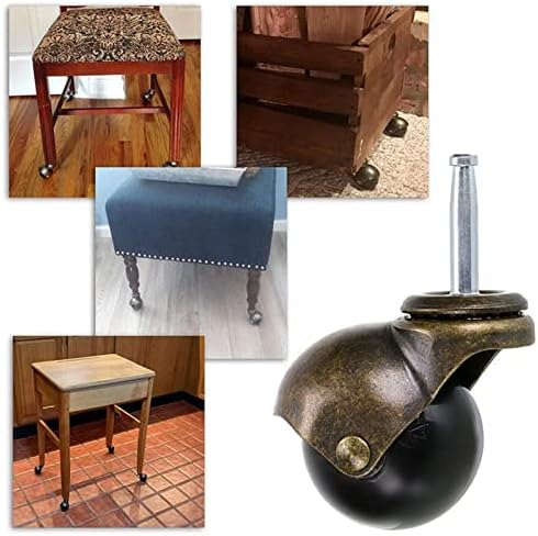 Груни 2 инчи топка рициново матични тркала со приклучоци Гроздобер антички вртлог за вртење на мебел за мебел кабинет за столче