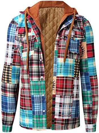 Xxbr Подготвени јакни кошули за мажи, есенски зимски качулка проверен патент палто дебело карирано лабава лесна топла облека