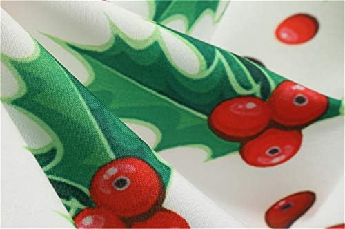 Andongnywell Божиќна долга ракав забава за печатење V-врат капа, половина ракав, цветни обични работни забави чај за замав фустан