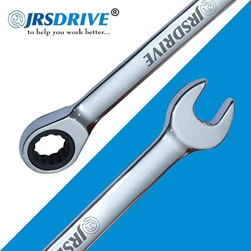 Jrsdrive Ratcheting Клуч Сет, 7 Парче, SAE, Целосна Полиран Хромирани Огледало Заврши