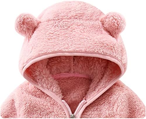 Новороденче новороденче девојчиња момчиња мечки мечки уши со аспиратор за надворешна облека, топло руно зимско палто момчиња ровови со големина