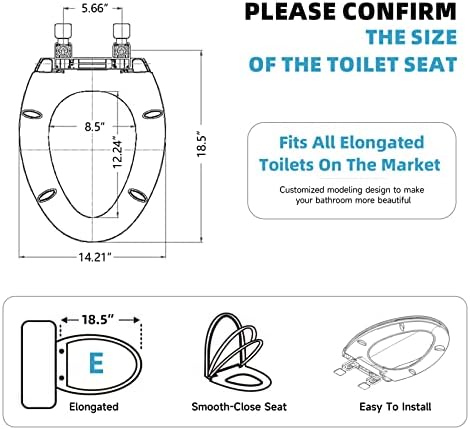 Тоалетно Седиште Издолжено Со Капак Бавно Затворање, Издржлив Задебелен Материјал, Лесен За Инсталирање, Лесен За Чистење, Одговара На Сите