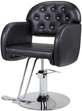 Xiulaiq бербер стол ПВЦ кожа со дијамант за фризерски стол хидрауличко кревање за убавина салон стол црно
