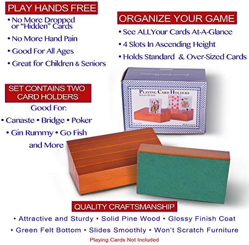 RNK Gaming Wooden играчи на картички за играчи од 2 лавици за послужавник - Организатор за деца, возрасни и сениори