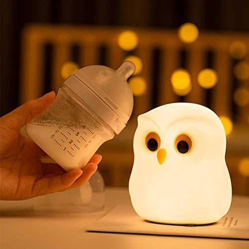 Owl ноќно светло за деца, предводена ламба во кревет за деца, 7 Променлива боја на силиконска расадникска ламба прилагодлива осветленост