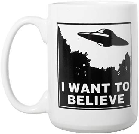 Сакам да верувам во НЛО кригла - Вонземјани за вонземјани Вонземјани со вонземјани - 15 мл Делукс двострана чај од чај од кафе