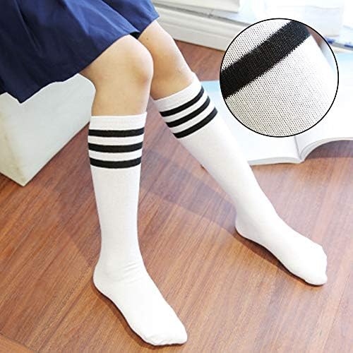 YMKF SQQR 6 пара колено високи фудбалски чорапи за деца, младински спортски униформа чорапи, шарени порибни за 8-12 годишни момчиња девојчиња,
