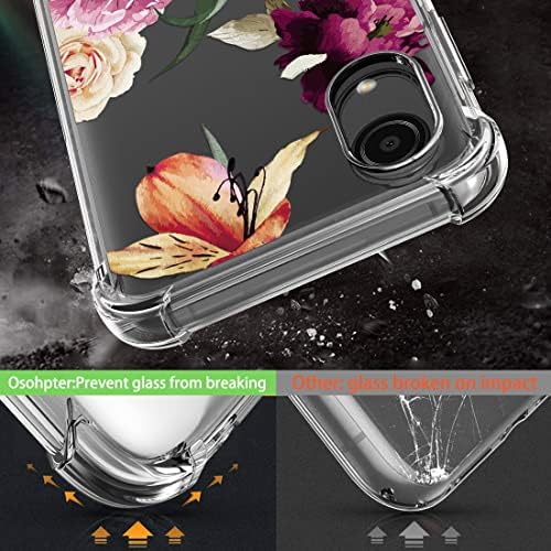 Озофтер за Galaxy A03 Core Case со 2 парчиња заштитник на екранот Цвет цвет за девојчиња жени-апсорпција Флексибилна гума на TPU гумен телефон