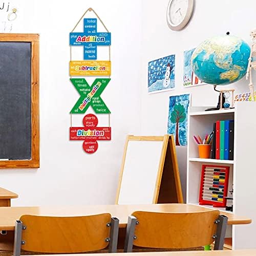 Toarti Образовен знак за математика за училница, сет од 4, математички симбол за едукација на училиште wallид уметност, математички